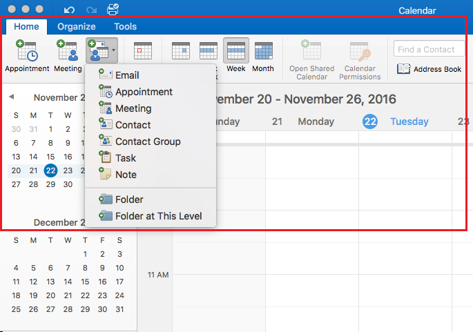 share my calendar in outlook 2016 for mac